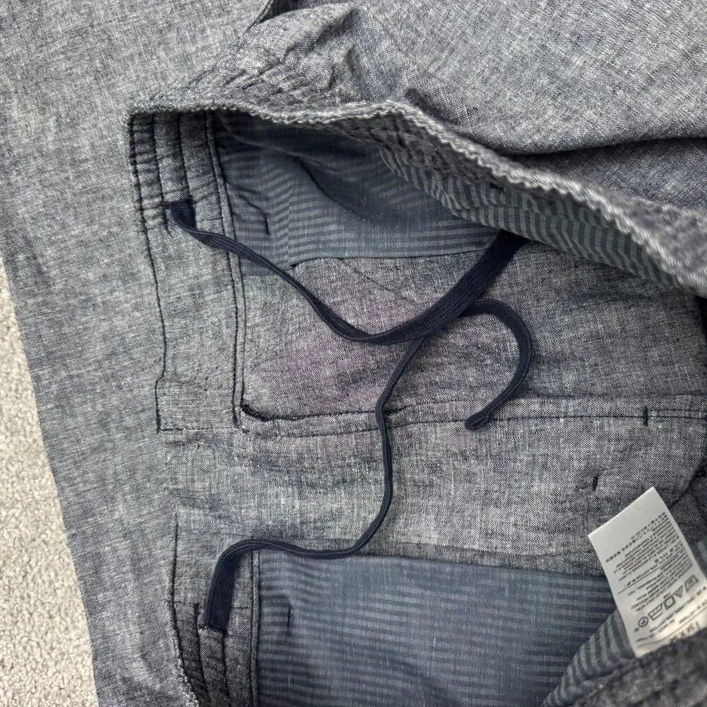 Banana Republic Grayson Linen Blend Pants Men 34x34 Navy Blue Slim Tapered NWT